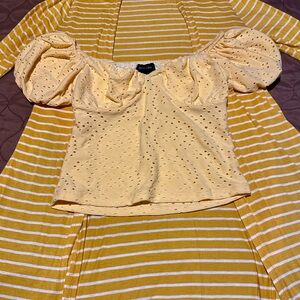 Soho Girls Yellow Eyelet Puff Sleeve Blouse